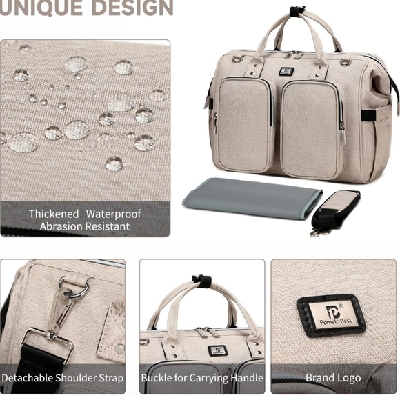 Pomelo Best Black Diaper Bag Tote with Stroller Straps and Changing Pad NWOT - Picture 5 of 7